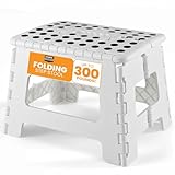 Utopia Home Folding Step Stool - (Pack of 1) Foot Stool with 9 Inch Height - Holds Up to 300 lbs - Lightweight Plastic Foldable Step Stool for Kitchen, Bathroom & Living Room (White)