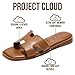Project Cloud 100% Genuine Leather Sandals for Women 2026 - Fashion Flat Womens Sandals with Memory Foam Insole Slides Sandals Women Footwear - Mules Women's Sandals (Jannel,Cogn, 9)