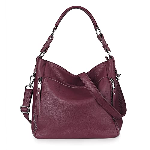 Image of YALUXE Women's Real Leather Shoulder Bags Hobo Handbag Purse Crossbody Bag
