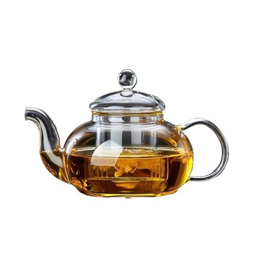 CXPMY Teiere Teiera in Vetro Spesso Resistente al Calore filtrabile Teiera in Vetro borosilicato ad Alto Fiore Set da tè in Vetro riscaldabile(400ml)