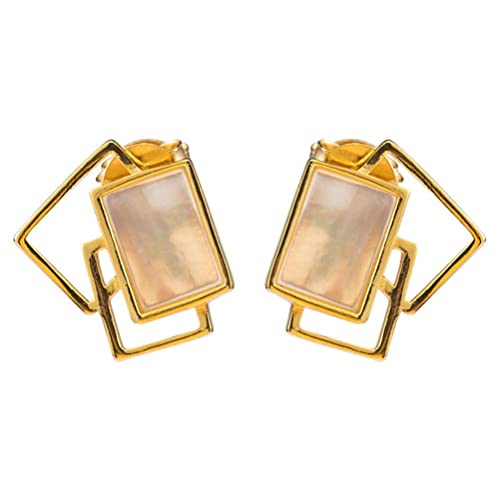 Boucles d'oreilles S925 et nacre véritable au design géométrique haut de gamme