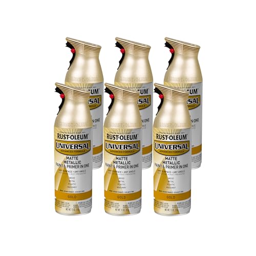 Image of Rust-Oleum 387992-6PK Universal All Surface Metallic Spray Paint, 11 oz, Matte Gold, 6 Pack