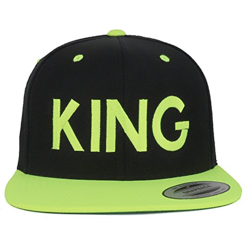 Image of Trendy Apparel Shop King and Queen Embroidered Flat Bill 2-Tone Ball Cap