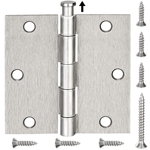 TICONN 6-Pack 3.5 Inch Door Hinges with Square Corner, 3-1/2 x 3-1/2 Inch Iron Bifold Residential Doors Hardware (Square Corner, Satin Nickel, 6 Pack)