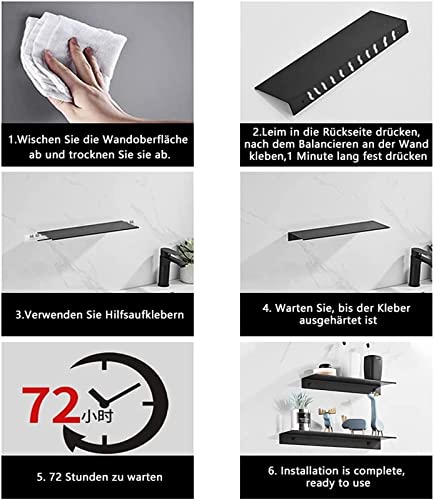 Aluminio de baño negro rectangular xming con acabado mate elegante 2 uds 8