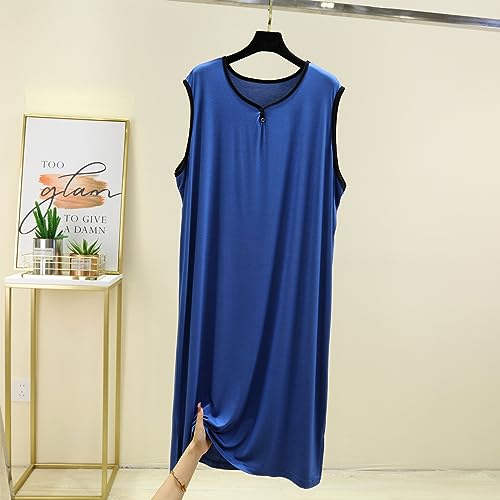 Men's Sleeveless nightgowns, Mens Classic modal Pajamas Ultra Soft Nightshirt Loose fit Nightdress L-3XL2