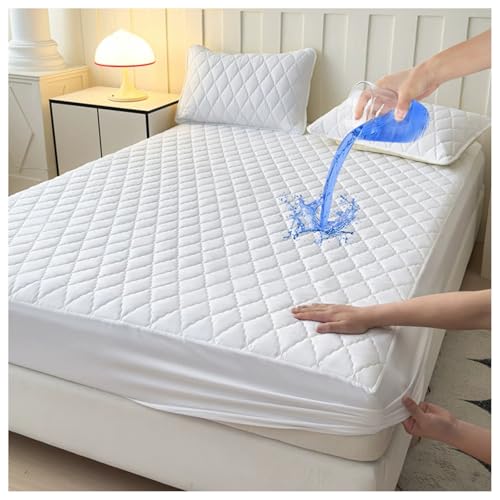 Protector De Colchón Impermeable, Almohadillas De Colchón Twin Full Queen Cal King, Bolsillo Profundo Ajustable, Incluye Funda De Almohada, Transpirable(Wei�,180x200cm/70x79in)