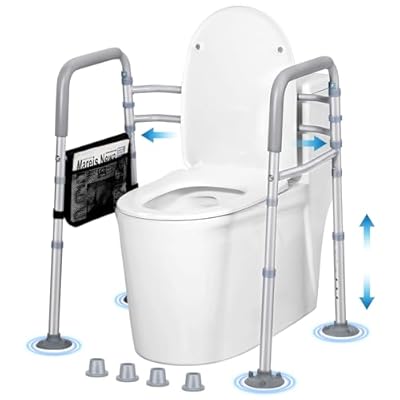 Takuyada Stand Alone Toilet Safety Rails, Adjustable Toilet Safety Frame, Toilet Rails for Seniors, Foldable Toilet Safety Frames & Rails, Toilet Bars for Elderly and Disabled (400LBS)