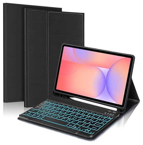 ProElite Keyboard case for Samsung Galaxy Tab S10 Lite 10.9"/Tab S9 FE/S10 FE 10.9"/S9 11 inch with S Pen Holder, Magnetic Detachable Wireless Bluetooth Keyboard Built-in 7-Colors Backlit, Black