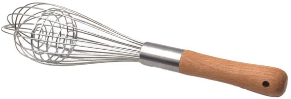 zaizai Batidor De Acero Inoxidable - Mango De Madera - Batidor De Huevos Manual - Utensilios De Cocina para Mezclar, Batir Y Revolver