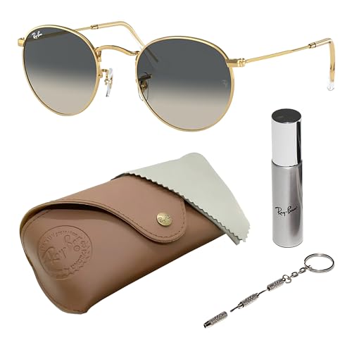 Ray-Ban RB3447 Round Shape Non-Polarized Sunglasses for Men Includes Official Rayban Eyewear Kit Ideal Formal & Casual Wear Sunglasess Grey Lens