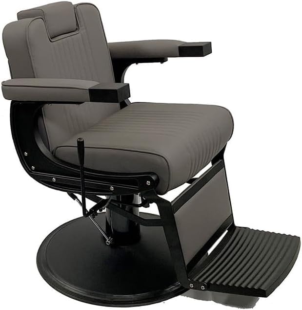 Genérico Sillón Barbero Vintage hidráulico reclinable y Giratorio con reposabrazos Modelo Mamba Gris