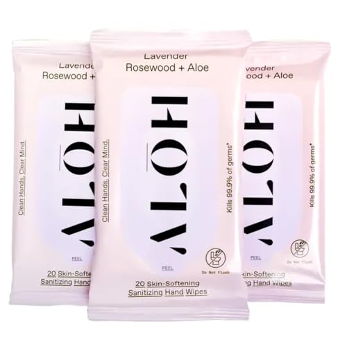 Image of ALŌH Lavender Rosewood + Aloe Hand Sanitizer Wipes, Travel Size