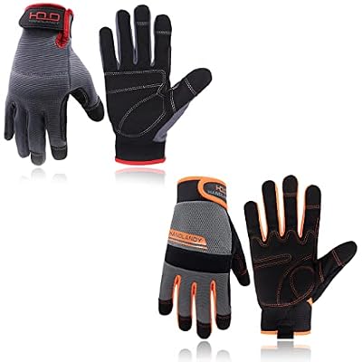 HANDLANDY Touch Screen Work Gloves for Men & Women, Flexible & Breathable Synthetic Leather Utility Yard Gloves Large