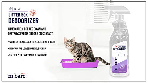 m.barc Naturals Spray desodorizante para caixa de areia para gatos 800 ml (pacote com 2) - Elimina o