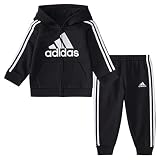 adidas Boys' 2-Piece Long Sleeve Essential Fleece Jacket Set, Black, 4