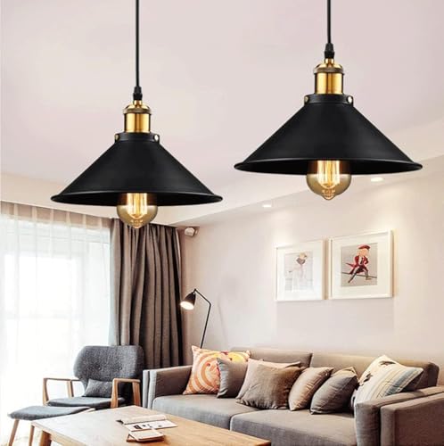Lustre moderne à LED finition noir mat style industriel 26cm