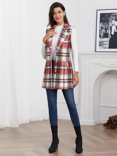 Image of IDEALSANXUN Plaid Vest for Women Fall Winter Sleeveless Blazer Jackets