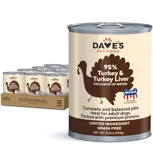 Daves-Pet-Food-Grain-Free-Wet-Dog-Food-95-Turkey-Turkey-Liver-Made-in-USA-Single-Source-Protein-Limited-Ingredients-Added-Vitamins-Minerals-125-oz-Cans-Case-of-12