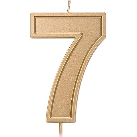 Luter 3.94 Inches Oversized Birthday Candles Gold Glitter Birthday Cake Candles Number Candles Cake Topper Decoration for Wedding Party Kids Adults, Number 7 Cover