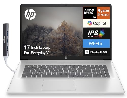 HP 17 Everyday Value Laptop 17.3" IPS FHD Display AMD Ryzen 5 7520U miniatura 1