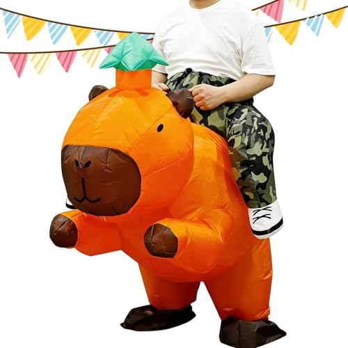 Traje de Capybara inflable – Tela 54 x 42 x 38 pulgadas 0,6 kg | Disfraz para adultos con una altura de 150 – 190 cm | Mascota de jinete de animales inflable, disfraz llamativo para reunión de