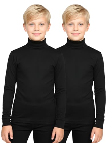 Image of Lux Cott's Wool Boys High-Neck Full Sleeves Thermal Top | High Neck Thermal Top for Boys | Pack of 2