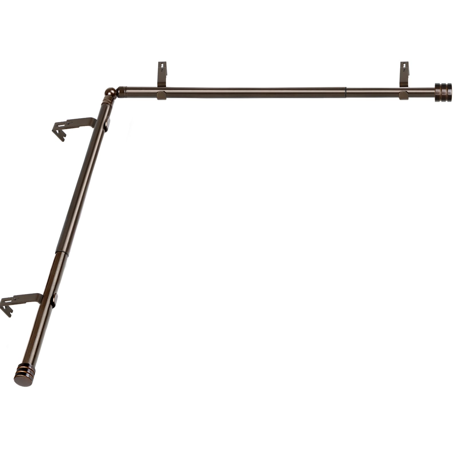 HOTOZON 1 Inch Corner Window Curtain Rods Set, 36-72 Inch Telescoping Single Drapery Rod, Antique Bronze, End Cap Finials
