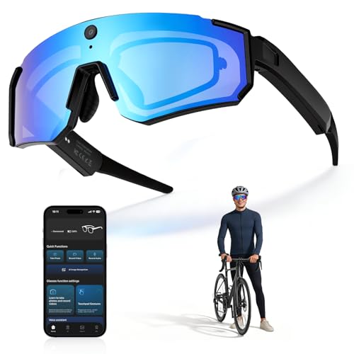 AI Smart Glasses with Camera 4K – Video Recording Glasses with EIS Stabilization, ChatGPT Enabled, IP66 Waterproof, Polarized Sports Sunglasses for Cycling, Outdoor Activities – Great Gift for Men