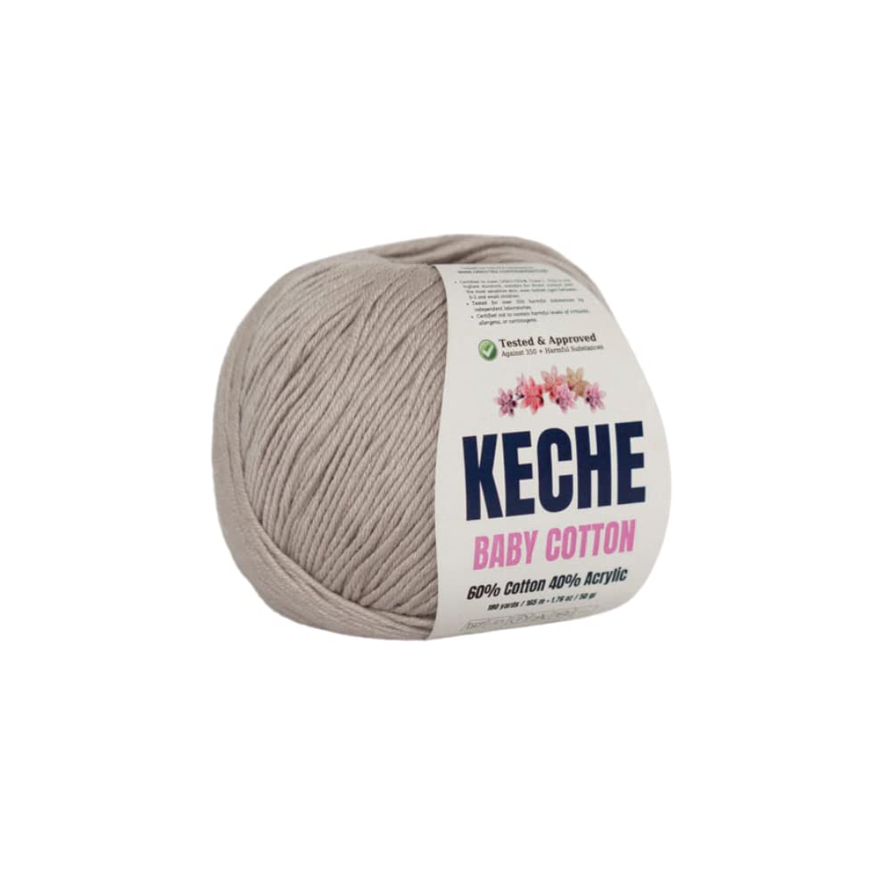 KECHECotton Yarn, 60% Cotton 40% Acrylic Yarn, Soft Cotton Yarn for Crochet and Knitting, Amigurumi Yarn 1 Skein/Ball 1.76 Oz (50g) / 180 Yrds (165m) - Sand