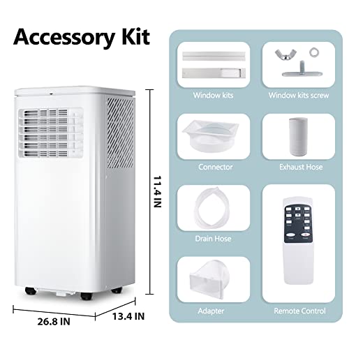 Lifeplus Portable Air Conditioner, 10000 Btu Air Conditioner Portable For Room Up To 450 Sq.ft, 24H Timer, 3 In 1 Quiet Ac Unit As Cooler Dehumidifier Fan, Remote Control Window Mount Kit Included #TOP7