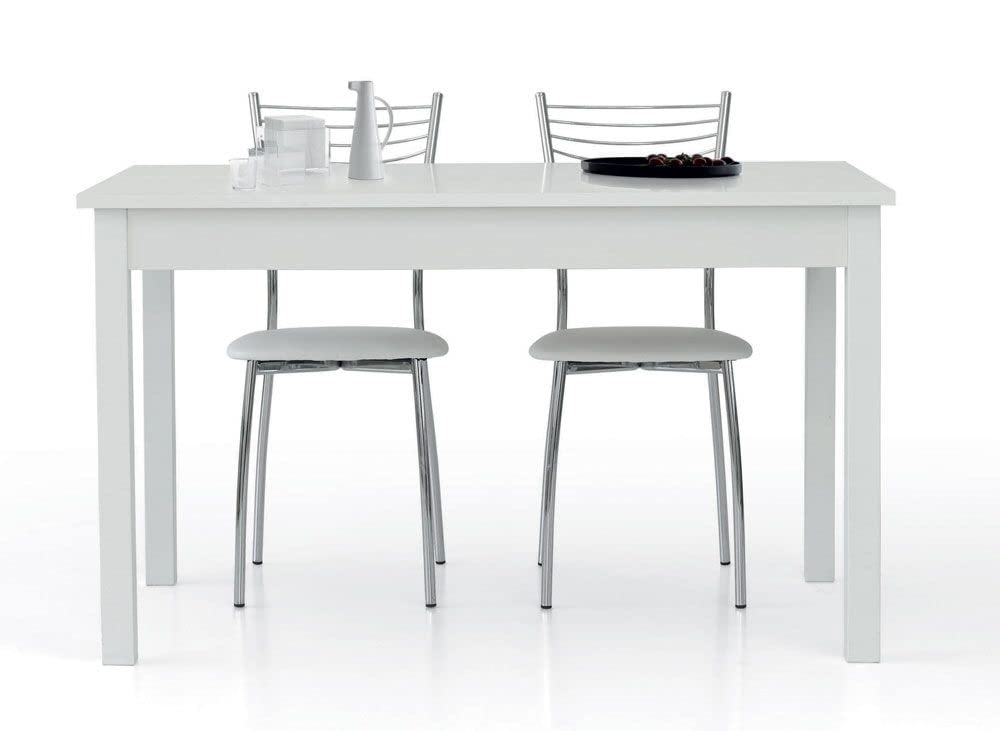 Dmora Table de salle à manger extensible, Table moderne avec rallonges, Console extensible, cm 80x130 / 210h76, Couleur frêne blanc