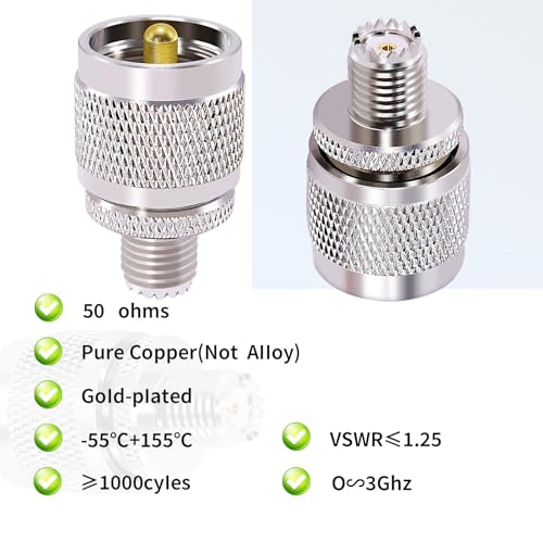 CNARIO Adaptador coaxial UHF macho a Mini UHF hembra x2 miniatura 4