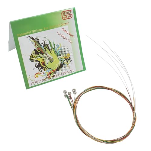 Uqezagpa 6本パック エレキギター弦セット カラフル弦 初心者向けギター弦 コンサートギター弦 初心者向け