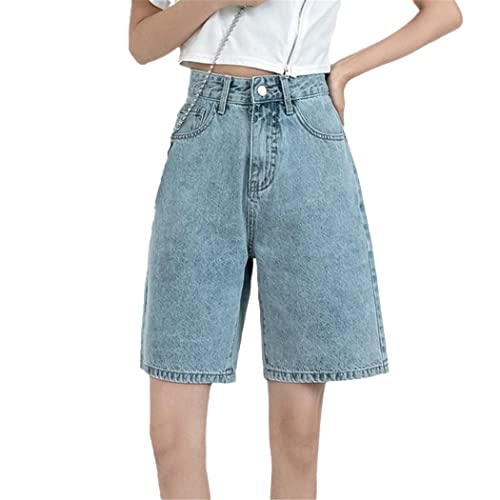Short d'été en denim taille haute coupe boyfriend ample et confortable