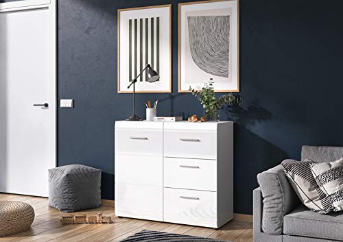 Cómoda de diseño alemán GERMANIA en blanco aparador resistente y elegante 3