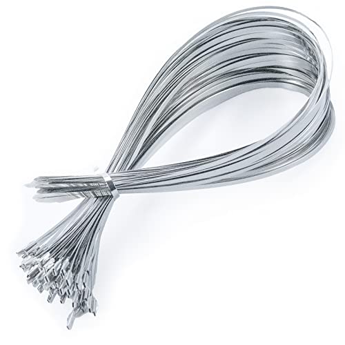 Metal Cable Ties, 304 Stainless Steel Zip Ties 100Pcs/24IN/600MM Heavy Duty