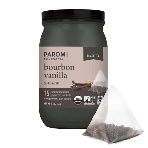 Paromi Bourbon Vanilla Organic Black Tea, Signature Jar, 15 Count