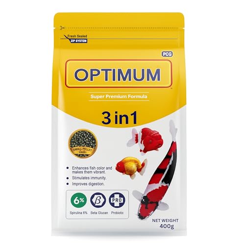 Foodie Puppies Optimum 3 in 1 Premium Formula Fish Food for Carp, Goldfish, and Cichlid Spirulina 6% Floating Type Small Pellet - 400gm with Free Key Ring