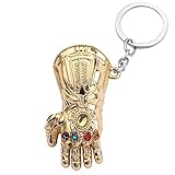 Portable Thanos Gauntlet Glove Pendant Keychain for the Avengers Fans (Gold)