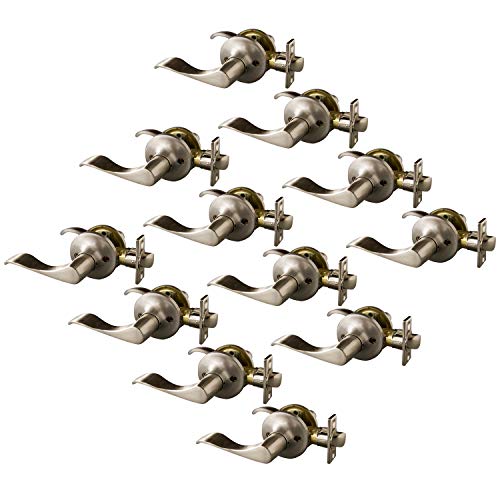 Design House 190884 12-Pack Stratford 6-Way Universal Hall and Closet Door Lever, Satin Nickel, Passage/Hall & Closet, 12 Piece