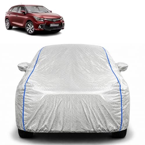 Image of Waterproof Car Cover for Toyota Glanza | All Weather Protection | UV Resistant & Dustproof | Soft Cotton Lining to Prevent Scratches | Triple Stitched with Mirror Pockets & Elastic Hem