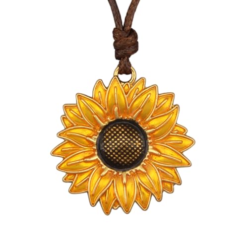 joymiao Long Chunky Necklaces for Women Vintage Necklace Sunflower Pendant Boho Style Choker Hippie Statement Necklace