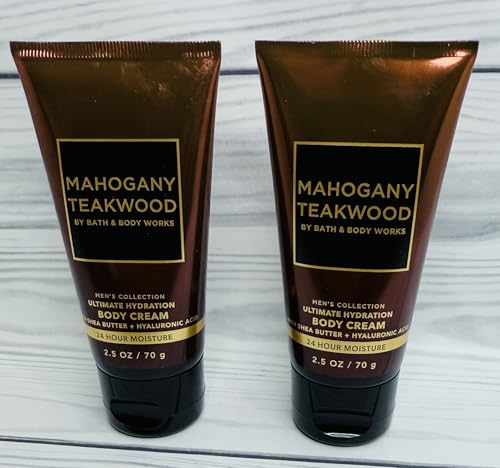 Bath & Body Works Travel Size Ultimate Hydration Body Creams: Mahogany Teakwood 2.5 Ounces Set of 2