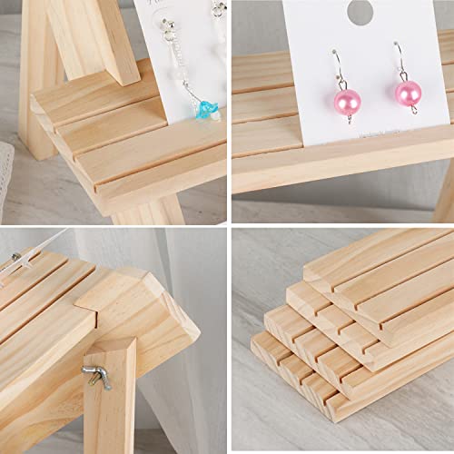 Najmechoy Retail Display Riser Earring & Ring Holder Unfinished Rustic Wood Stand Storage Shelf Rack Jewelry Rack Desktop Display Cup Rack Simple Frame #TOP1