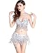 ZLTdream Women's Belly Dance Costume Bra Top with Chest & Hip Scarf with Fringe
