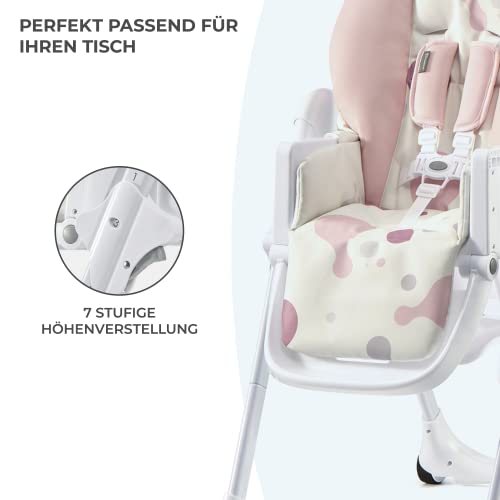 Kinderkraft-Hochstuhl-YUMMY-Kinderhochstuhl-Babystuhl-Kombihochstuhl-ab-den-Ersten-Lebensmonaten-Fusstutze-Halbliegende-Position-Bezug-aus-PU-Einfach-zu-Reinigen-Mehrfarben-Rosa