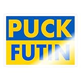 Spreadshirt® Puck Futin Stand with Ukraine vs Russie Drapeau Flag Autocollant/Sticker, Taille Unique, Brillant Transparent