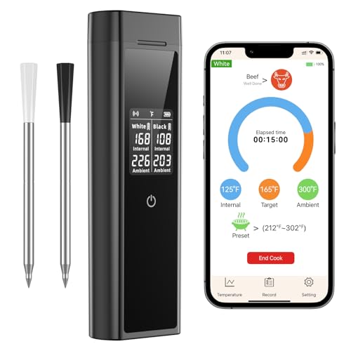 Smart Wireless Meat Thermometer Digital, 2 Probes, Advanced Bluet...
