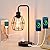 YEHKHEY Industrial Dimmable Table Lamps, Modern Black Bedside Lamp with USB A+C & AC Outlet Charging Ports, Farmhouse Lamp with Metal Cage Shade for Bedroom, Office, Living Room, Bulb Included